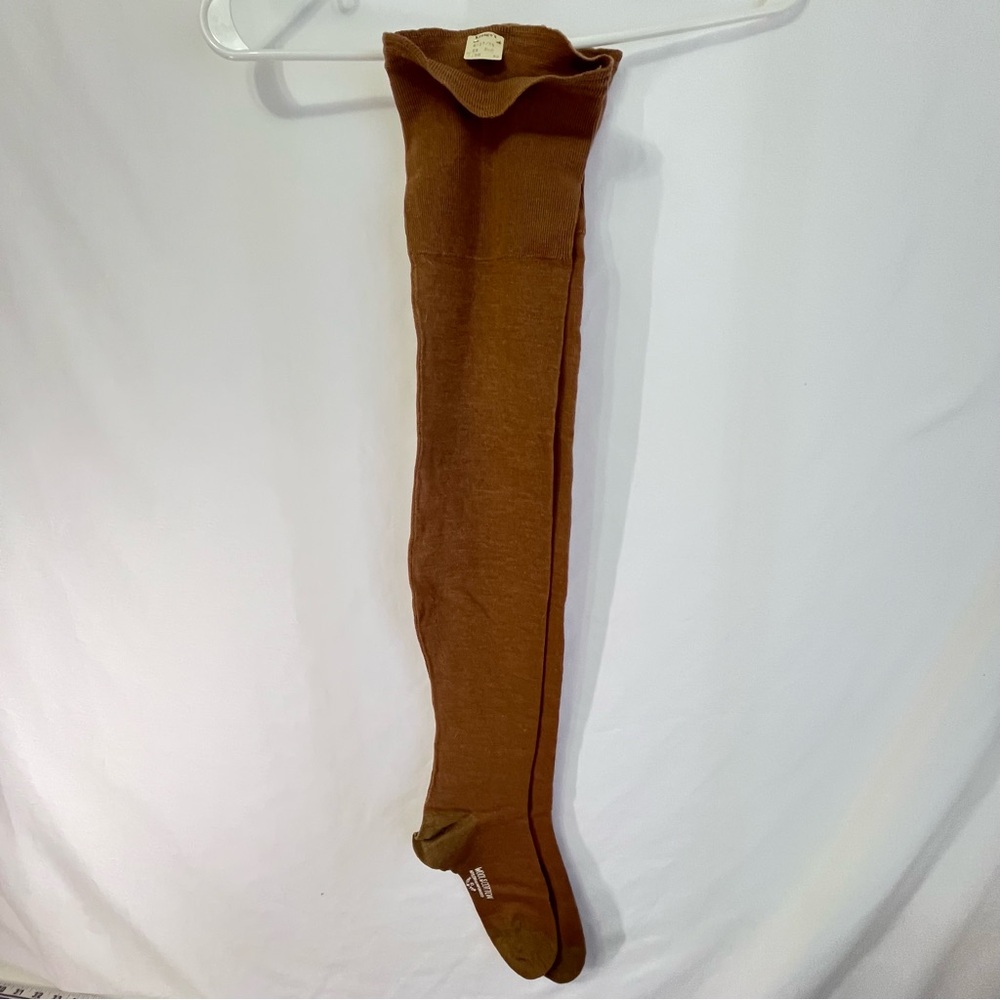 1955 Vintage Wool & Cotton Size 10 Woman’s Brown Thigh High Stockings NWT